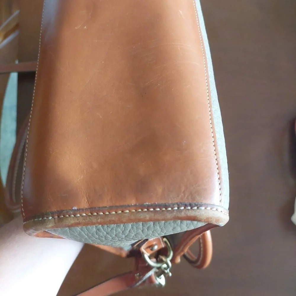 Dooney & Bourke Gray and Tan Pebbled Leather Satchel